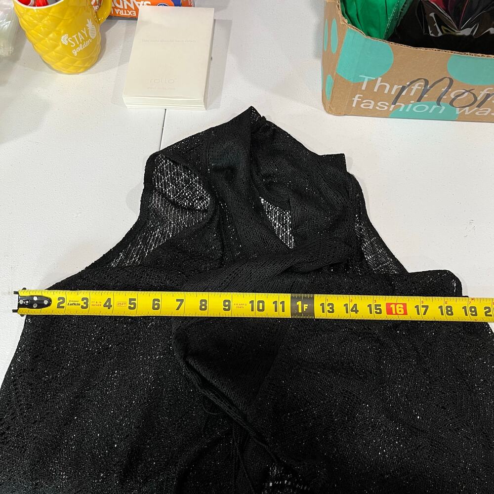 Daytrip Buckle Black Knit Fringe Vest Festival Western Hippie Womens Size Small - Picture 4 of 5